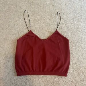 Maroon String Cropped Tank Top